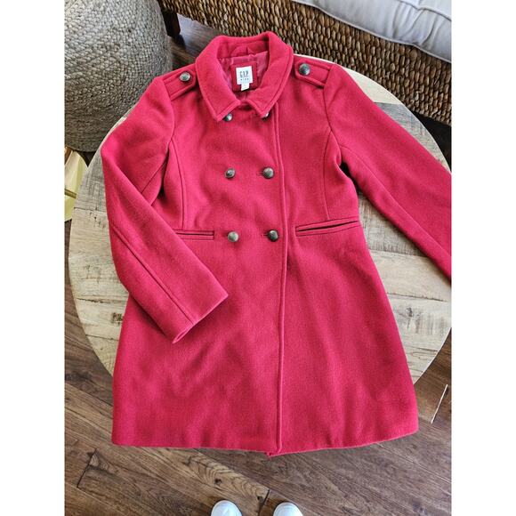 Gap Other - Gap Wool Blend Double-Breasted Peat Coat Youth Girls XL Red Holiday Preppy